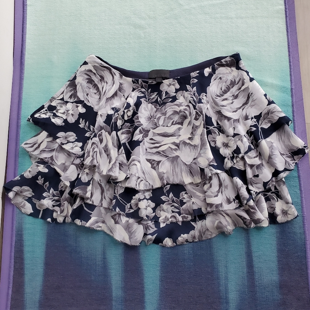 Intermix floral 100% silk layered skirt